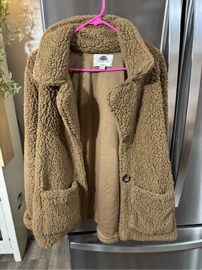 Cozy Teddy Sherpa Jacket - Brown -